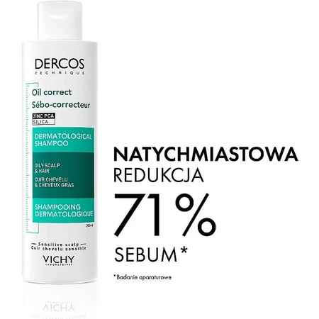 Vichy Dercos Oil Correct Normaliserende shampoo voor vet haar en hoofdhuid, 200 ml