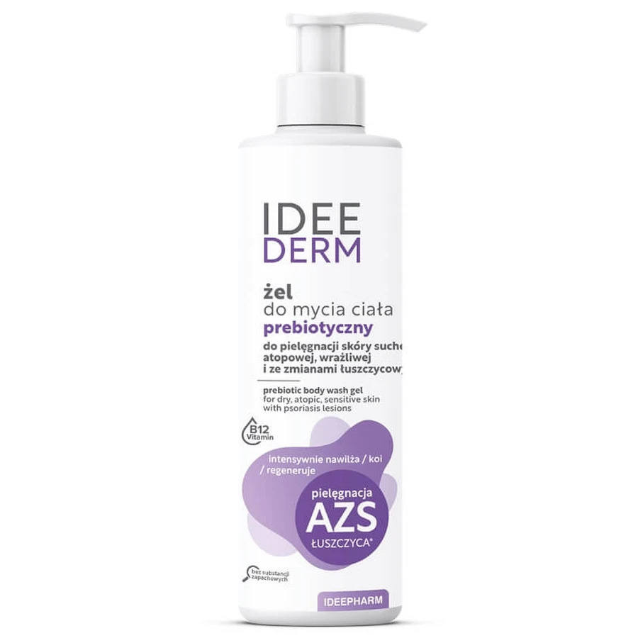 Idea Derm Prebiótico Limpiador y Acondicionador Corporal para pieles secas, atópicas y sensibles, 400 ml