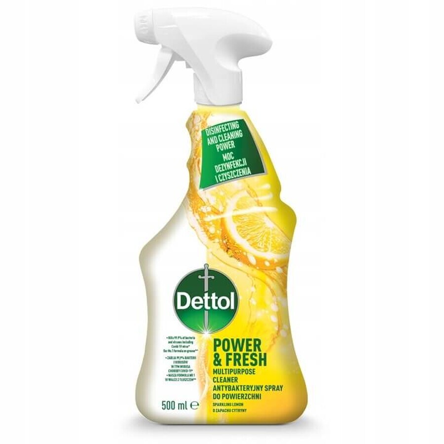 Dettol Power amp; Fresh Spray Antibacterias para Superficies Limón, 500ml
