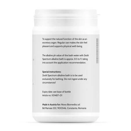 Sel de bain alcalin Zeolite Spectrum, 800 g, Novo Biomedics