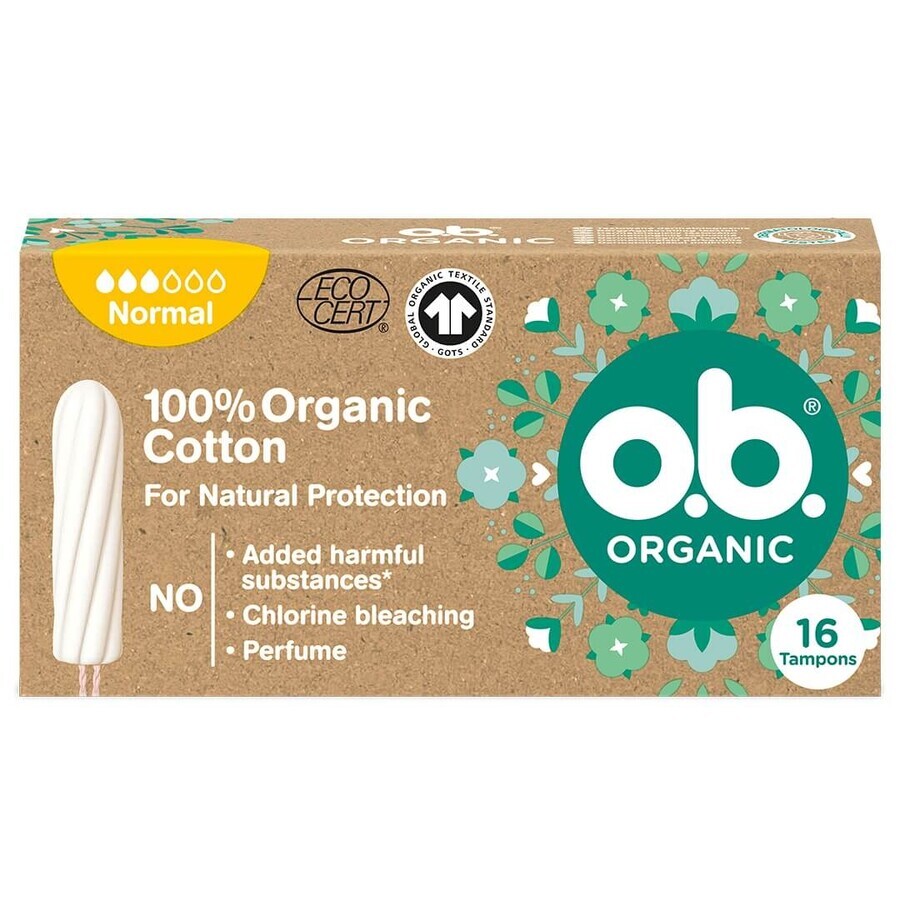 Boutique O.B. Organic Normal tampons, 16 pièces O.B. Organic Normal tampons, 16 pièces