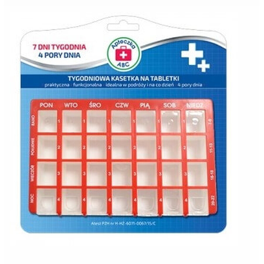 Pill tray, weekly ABC 7 days, 4 times a day, 1 pc