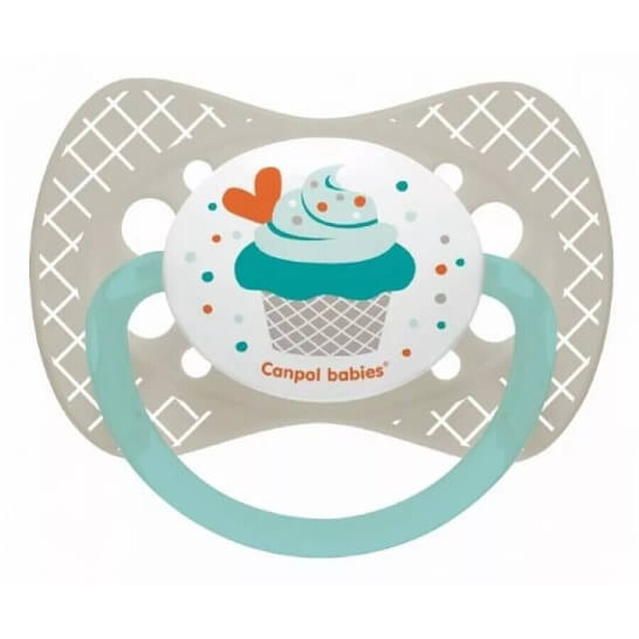 Canpol, chupete, silicona, simétrico, 0-6m Cupcake 23/282, gris, 1 ud.