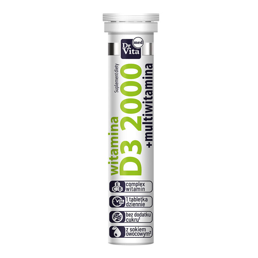 Dr Vita Vitamina D3 2000 UI con zumo, 20 comprimidos efervescentes