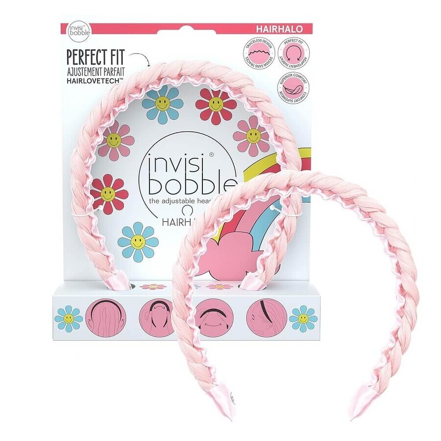 Invisibobble Hairhalo Retro Dreamin' Wax Band Eet roze en wees vrolijk