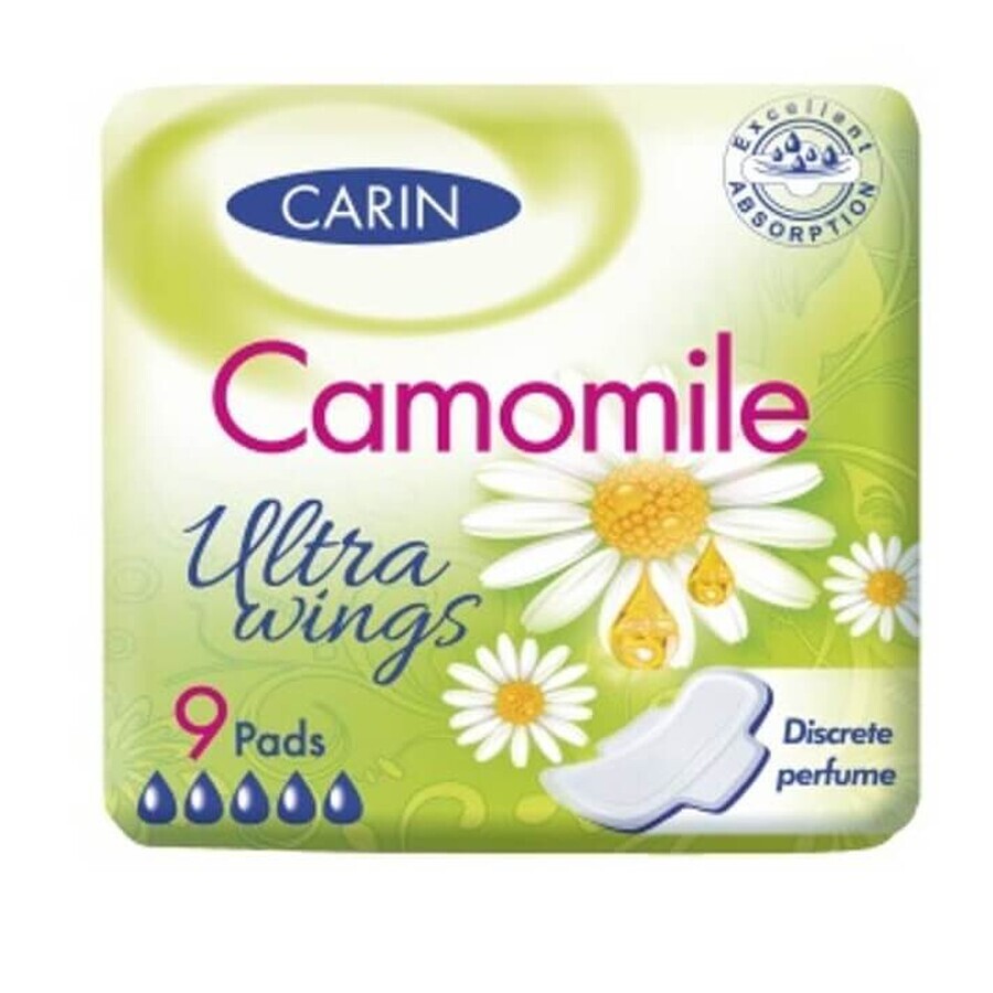 Carin Ultra Wings Camomile Camomile Ultra Thin Sanitary Napkins with Wings, 9 pieces