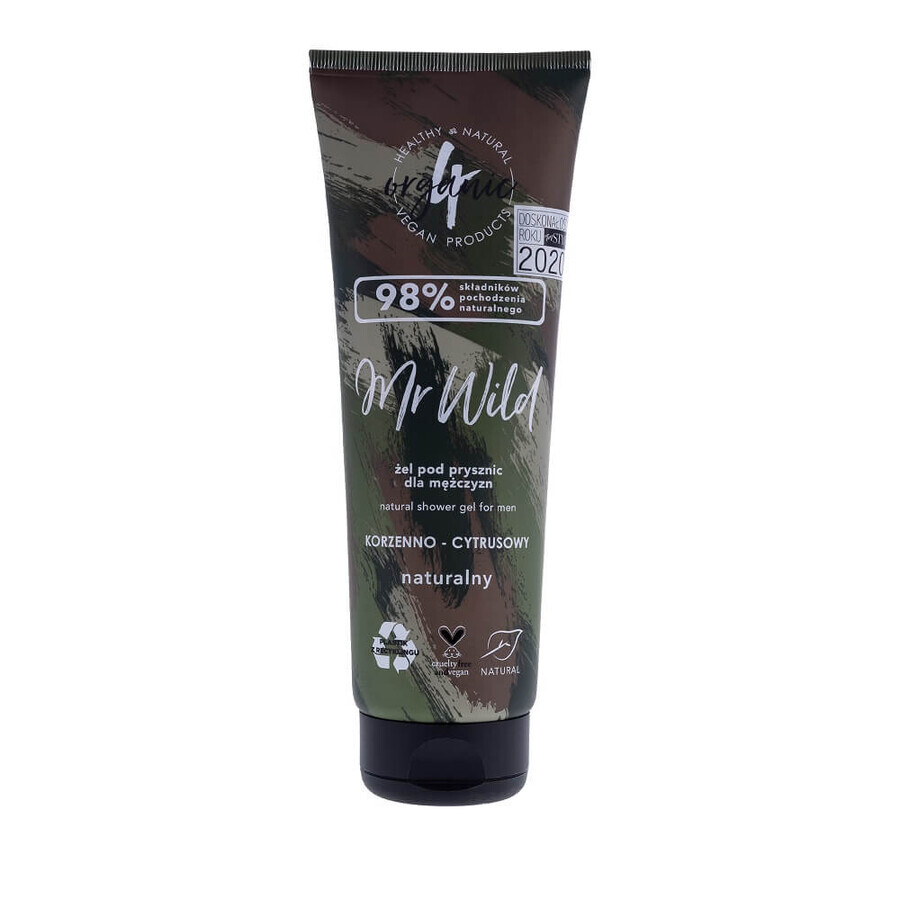 4organic Mr Wild Gel douche naturel Mr Wild, épicé-agrumes, 250ml
