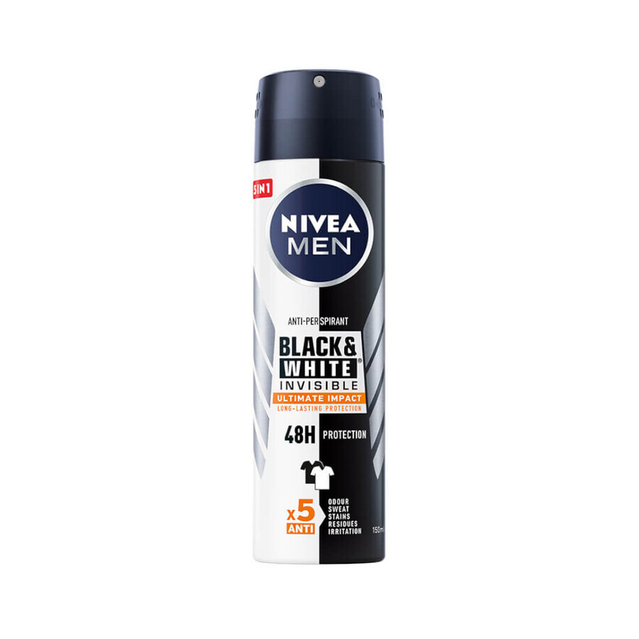 Nivea Uomo Black amp;White Invisible Invisible Ultimate Impact Spray antitraspirante, 150ml