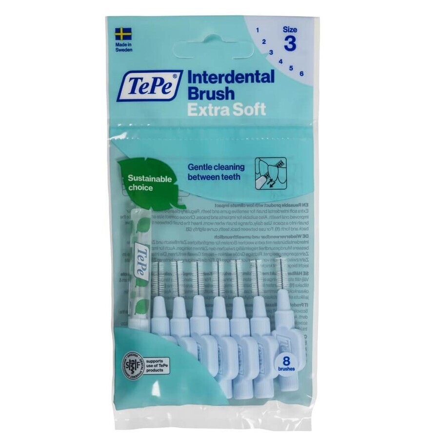 TePe Spazzolini interdentali extra morbidi 0,6 mm azzurro, 8 pz.