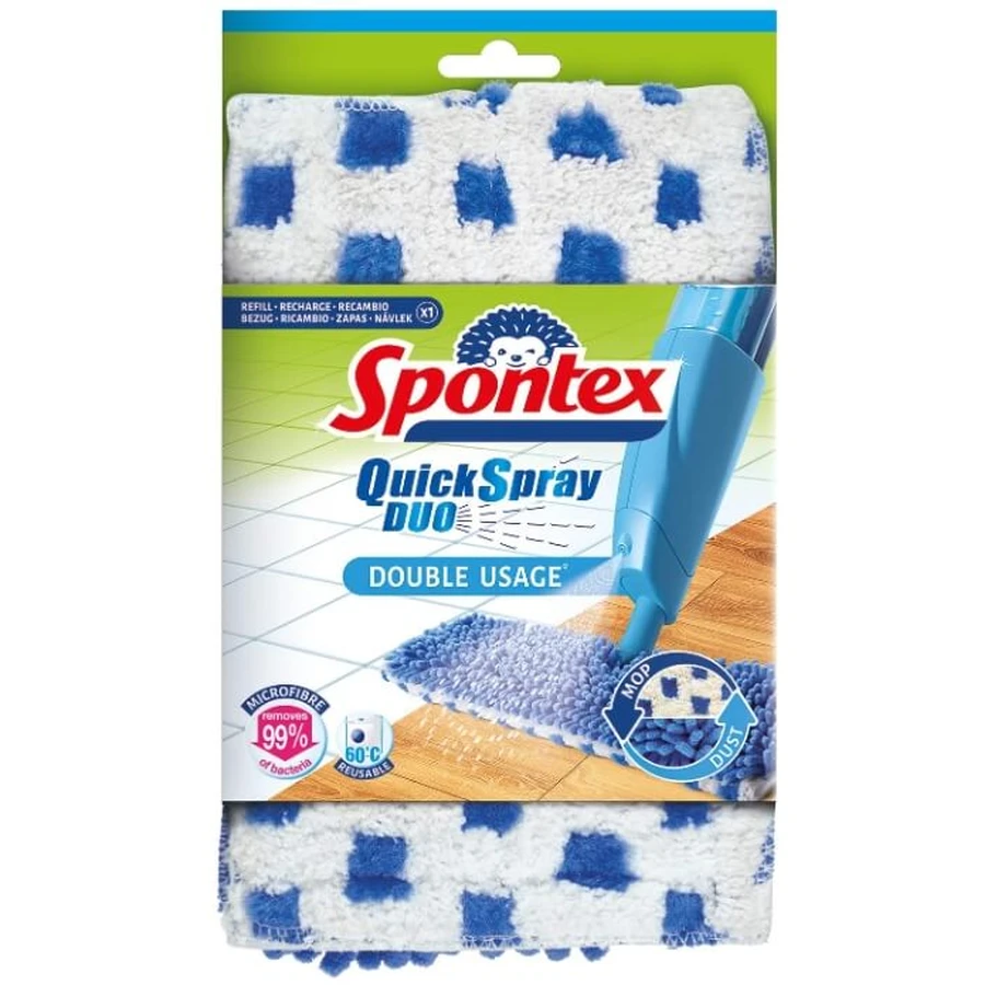 Spontex Quick Spray Duo Microfiber Mop Pad, 2 pieces