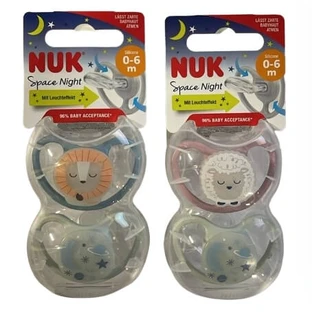 Nuk, siliconen Space Night, fopspeen. Gr.1, 2 stuks.