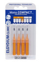 Elgydium, Clinic Mono Compact 3, Spazzolino arancione, 4 pezzi.