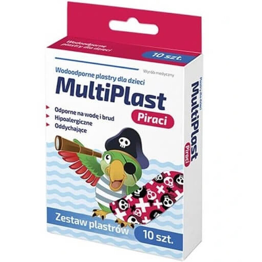 Waterproof plasters, MultiPlast, Pirates for children, 10 pieces