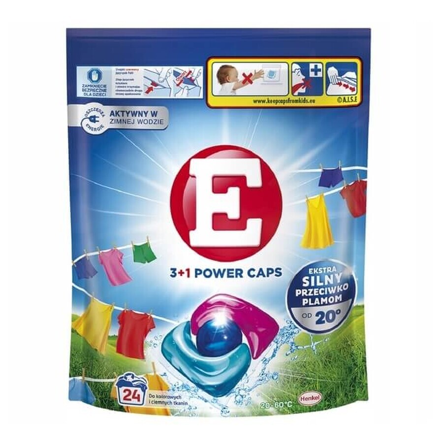 E Power Caps voor het wassen van gekleurde en donker gekleurde stoffen, 24 stuks