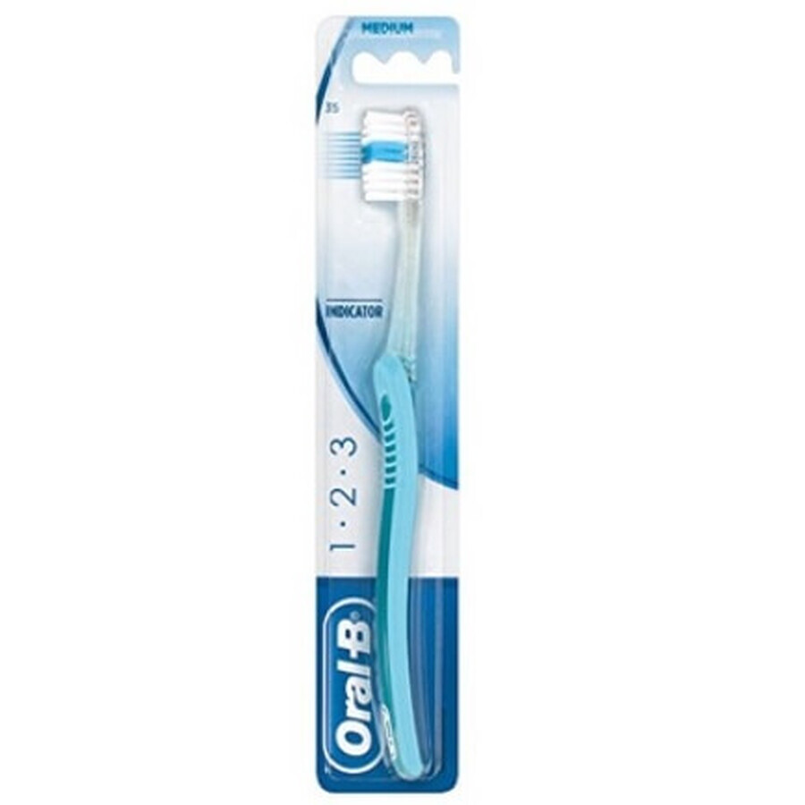 Oral-B, 1.2.3 Indicator, Periuta de dinti, medie, 1 bucata