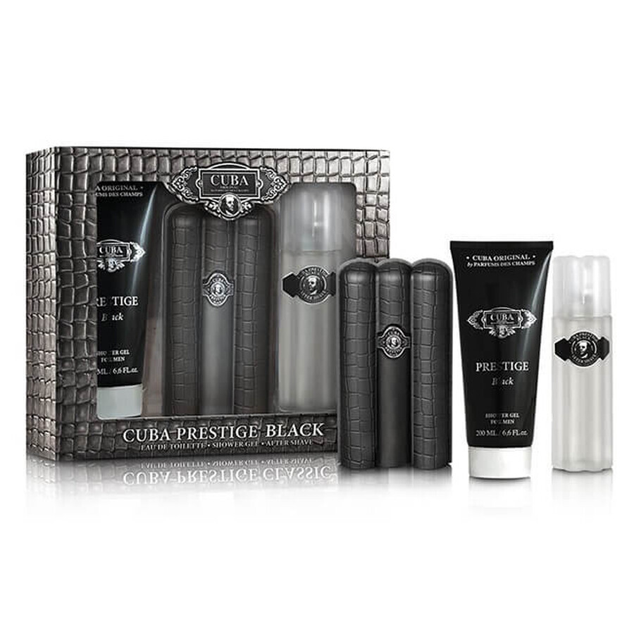 Cuba Men Prestige Black Eau de Toilette, 90ml + ASL 100ml + GEL DE DUCHA 200ml