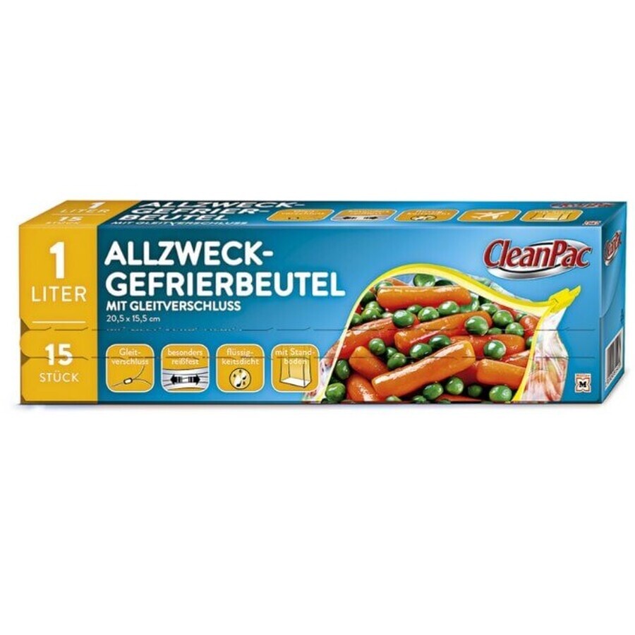CleanPac, sacchetti universali per congelatori, 15x 1l