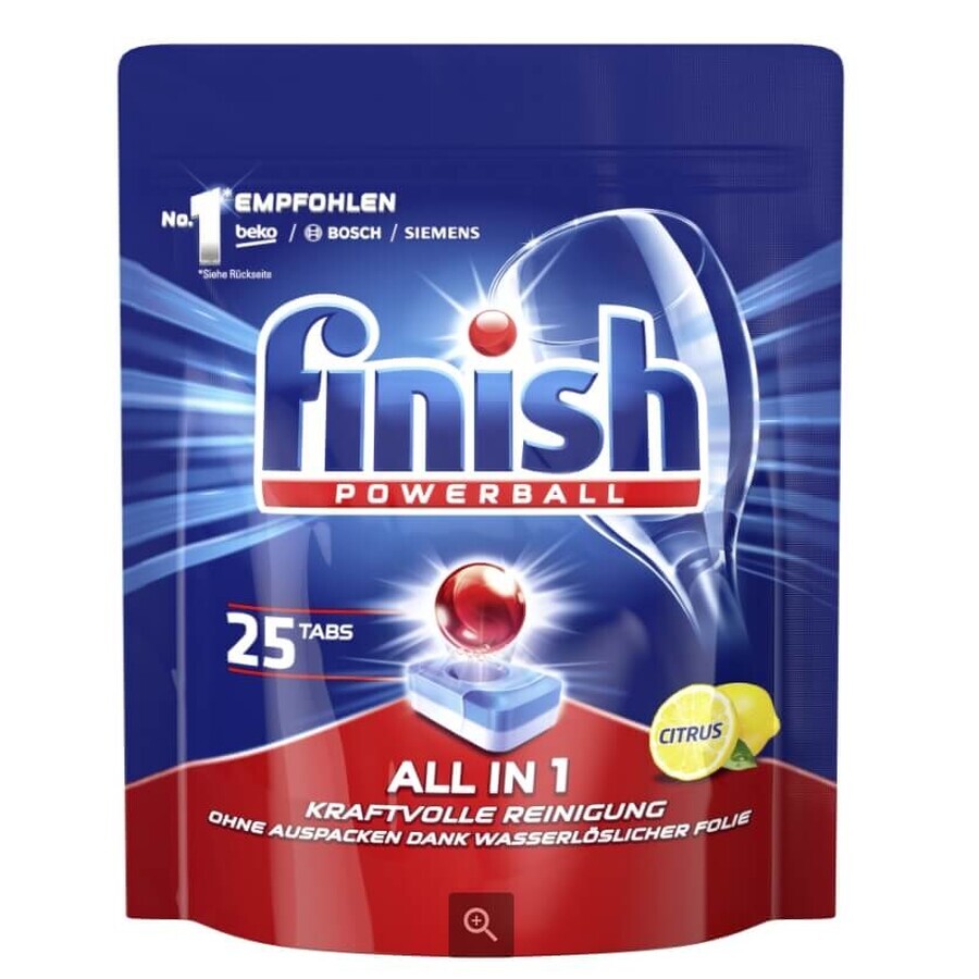 Finish, Todo en 1, Pastillas para lavavajillas, 25 uds.