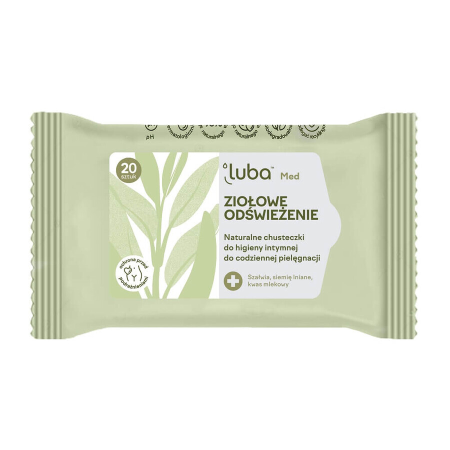Luba Med Zioowe Odwieenie pañuelos naturales para la higiene íntima, 20 piezas