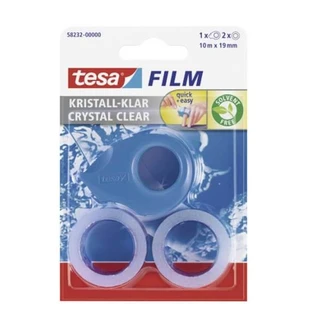 Tesa, Mini dispenser, colore casuale + 2 nappe 10 m x 19 mm, 1 set
