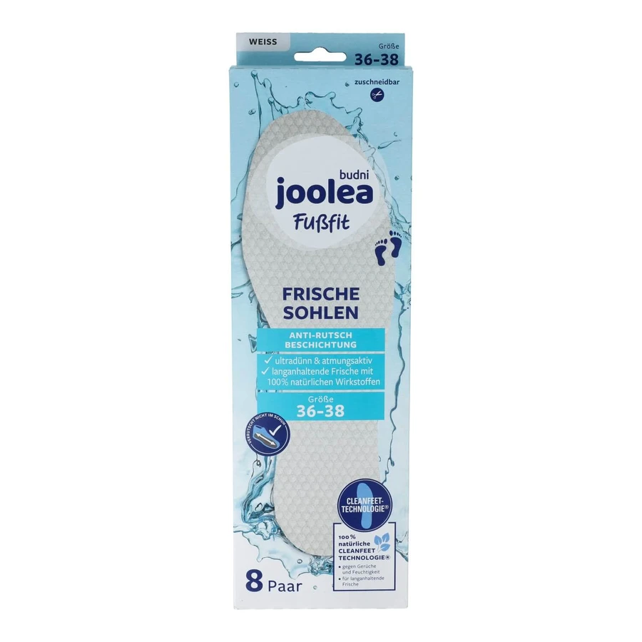 Joolea, inlegzolen voor schoenen 36-38, wit, 8 paar