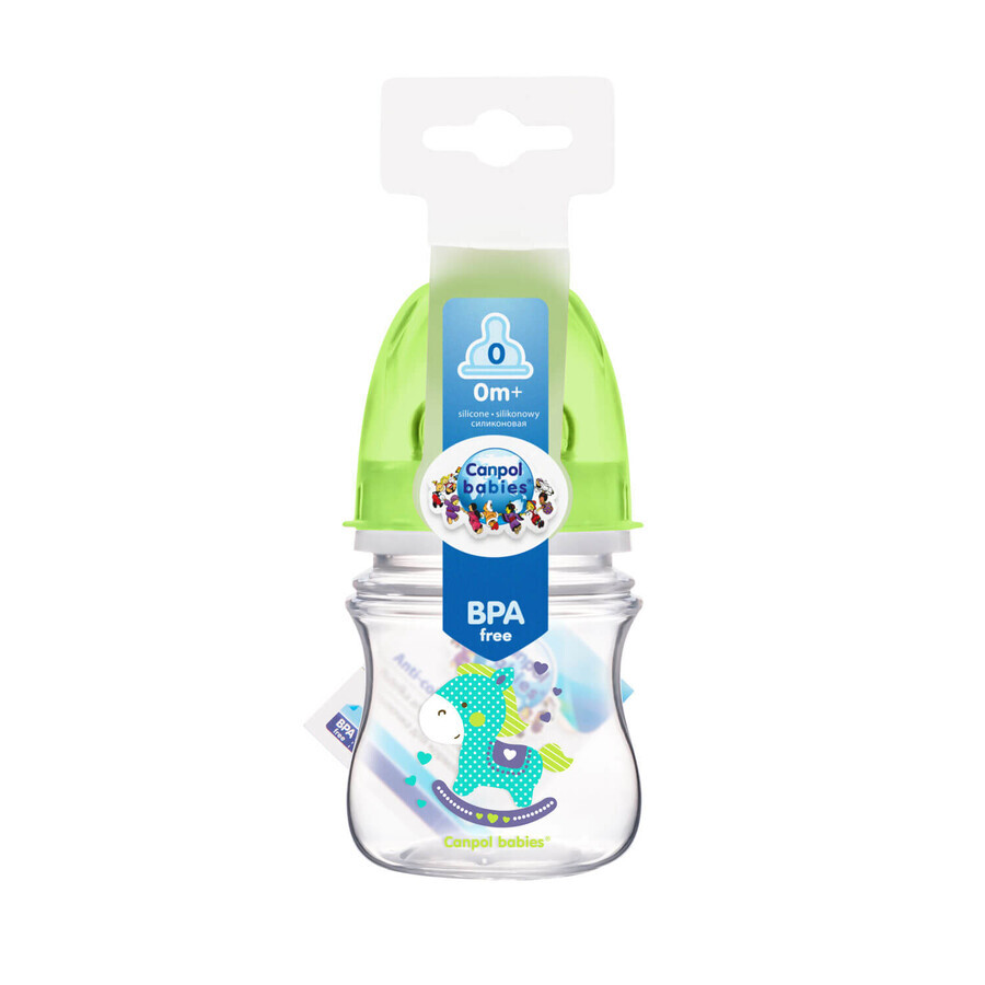 Canpol, biberon per neonati, bocca larga, anticolica, Easystart Toys, cavallo verde, 35/220, verde, 120ml
