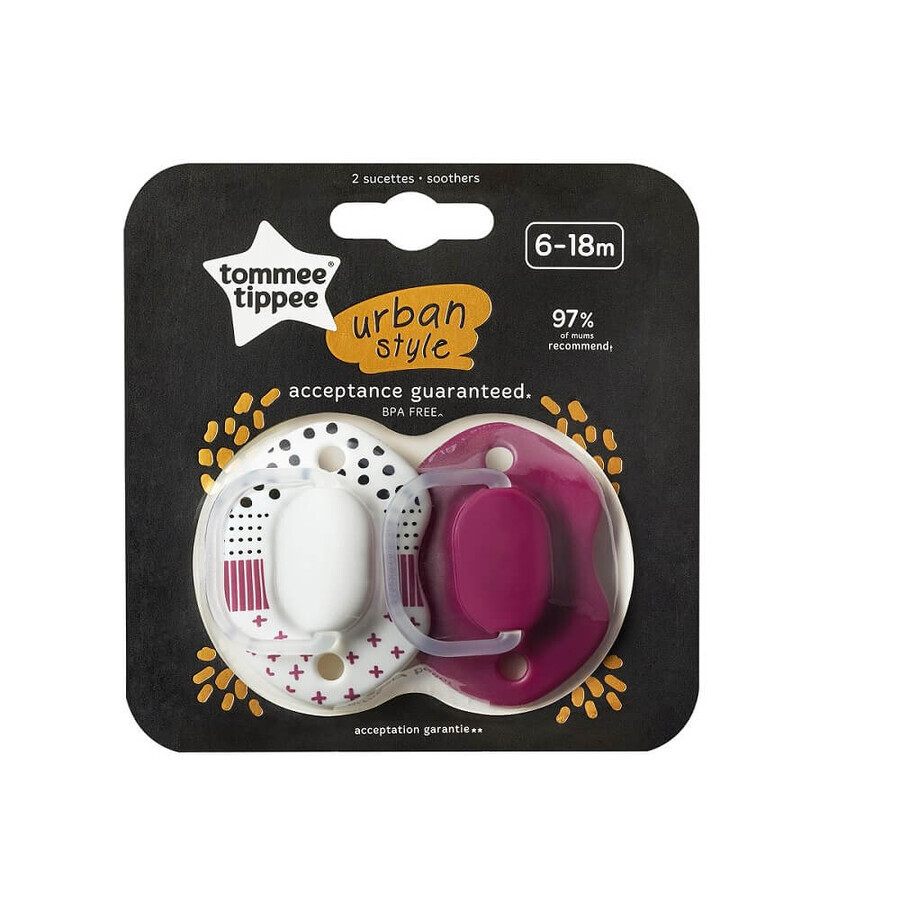 Tommee Tippee Urban Schnuller 6-18m Baby Girl, 2 Stück