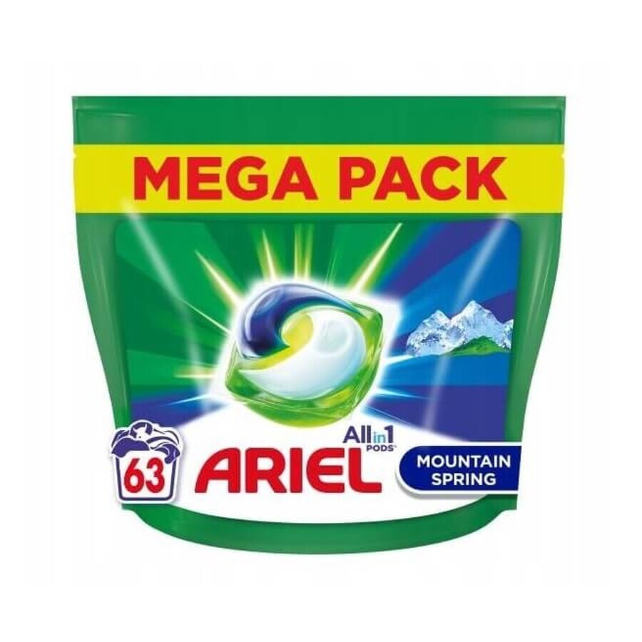 Ariel All in 1 Mountain Spring laundry capsules, 63 pieces