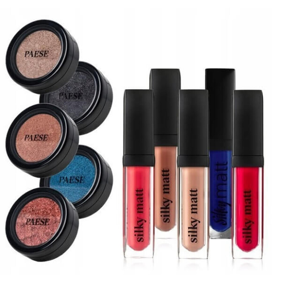 Paese, Wijngaard Set, Matte Zijde, Vloeibare Lipstick, 6 ml + Folie Effect Oogschaduw