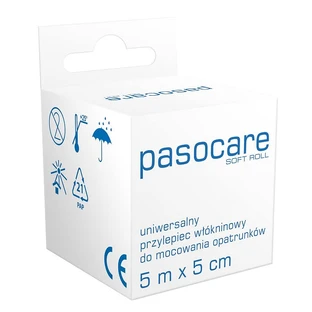 Pasocare Plaster, non-tissé en rouleau, 5m x 5cm, rouleau souple, 1 pc - Longue durée !