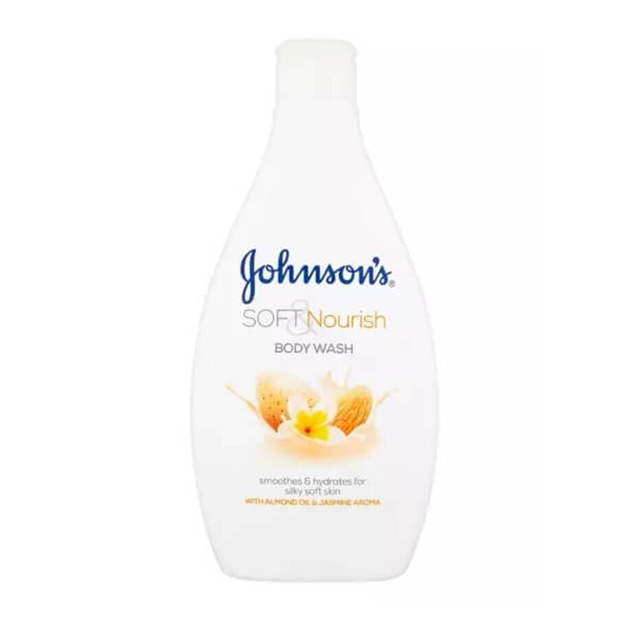 Johnson's Soft amp; Nourishing, gel doccia, mandorla e jamin, 400 ml