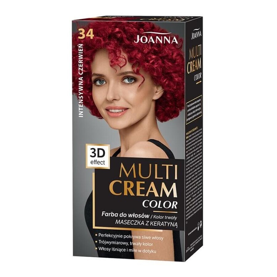 Joanna Multi Cream Colour 3D Colore per capelli 34 Rosso intenso