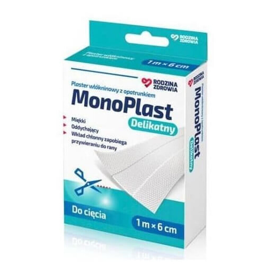 Family Health, MonoPlast Feines Vliespflaster, 1 m x 6 cm - Langlebig!