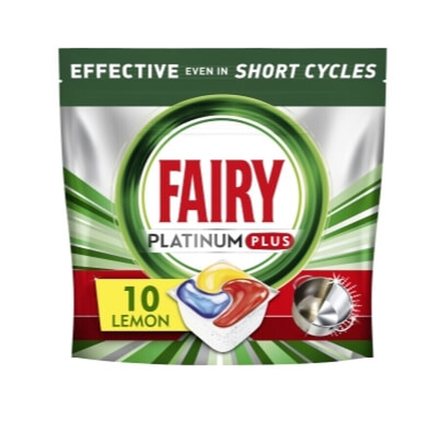 Fairy Platinum Plus Cápsulas Lavavajillas Limón, 10 unidades