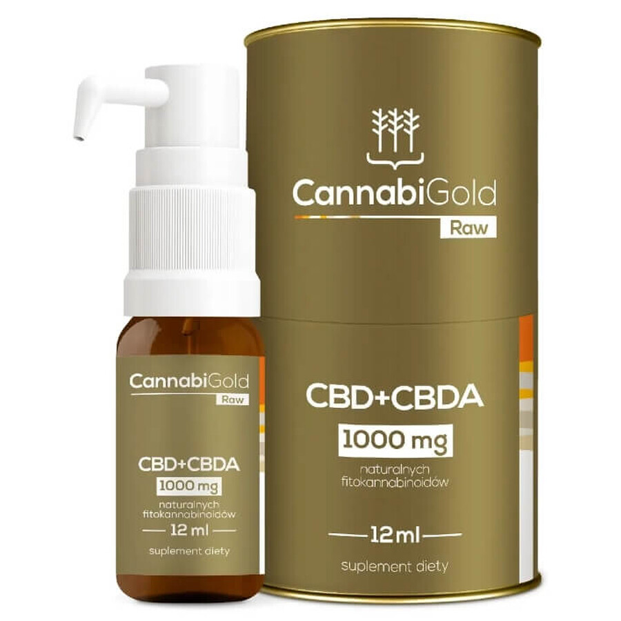 Aceite CannabiGold Raw CBD + CBDA 1000mg, 12 ml