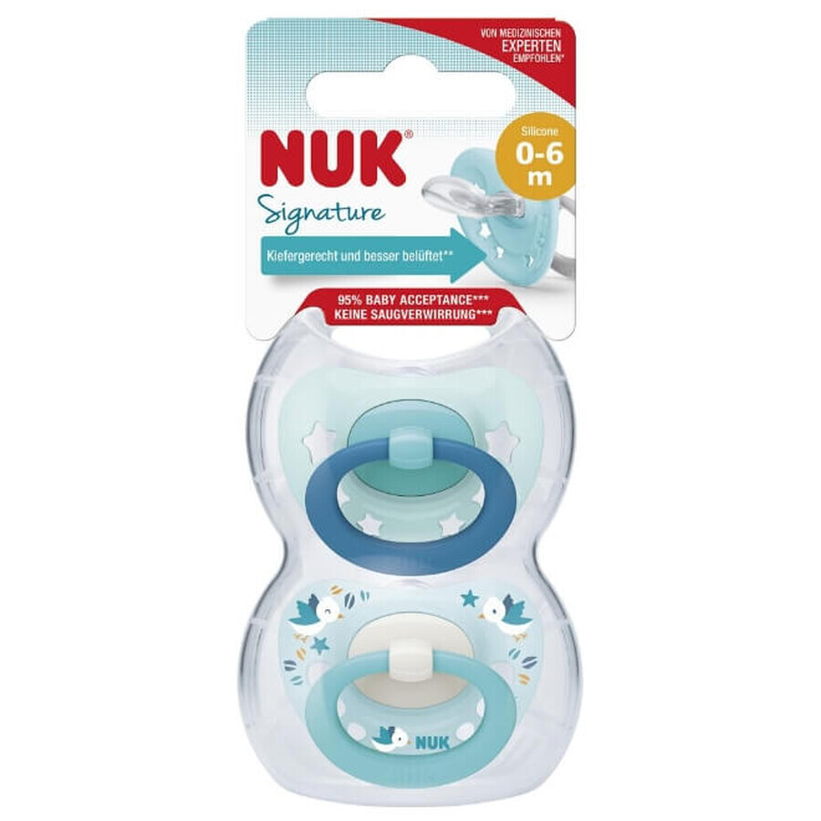 Nuk, Signature Silicone, Pacifier, Gr.1, 2 pieces