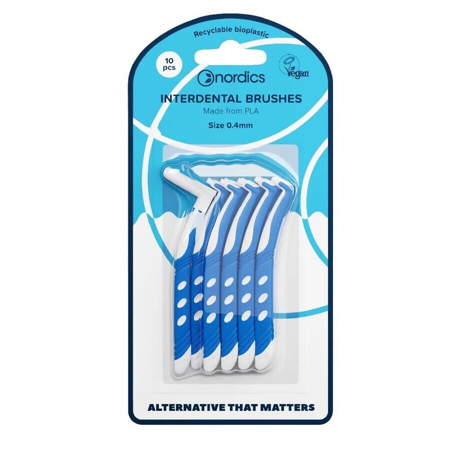Nordics Bioplastic Brossettes interdentaires en L 0,4mm, 10 pcs.