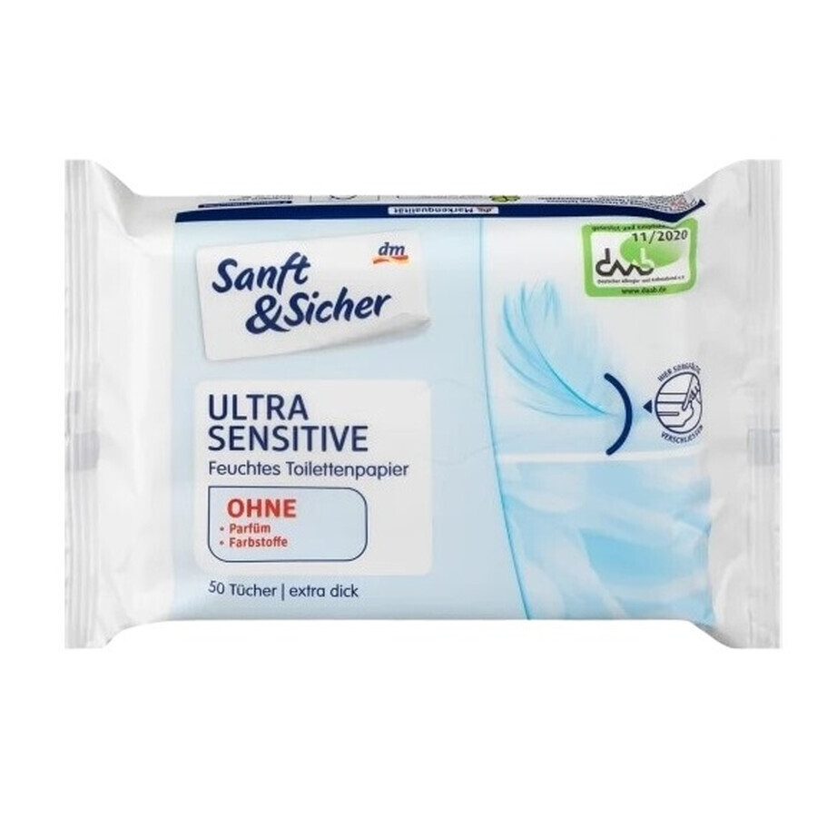 Cumpără Sanft amp; Sicher, hârtie igienică umedă, ultra umedă, 50 bucăți Sanft amp; Sicher, hârtie igienică umedă, ultra umedă, 50 bucăți