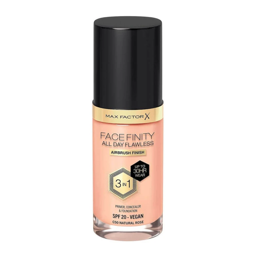 Max Factor Facefinity Facefinity All Day Flawless 3 in 1 Liquid Foundation C50 Natural Rose, 30ml