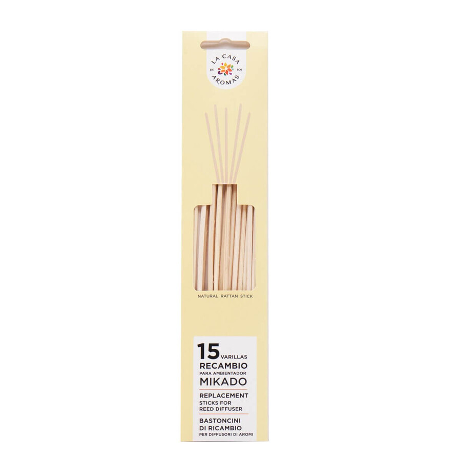 La Casa de los Aromas Mikado Rattan Stick Replacement sticks for scented oils, 15 pieces