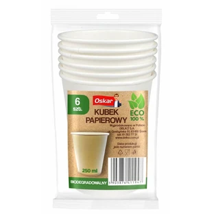 Oskar, papieren bekers 250 ml, 6 stuks