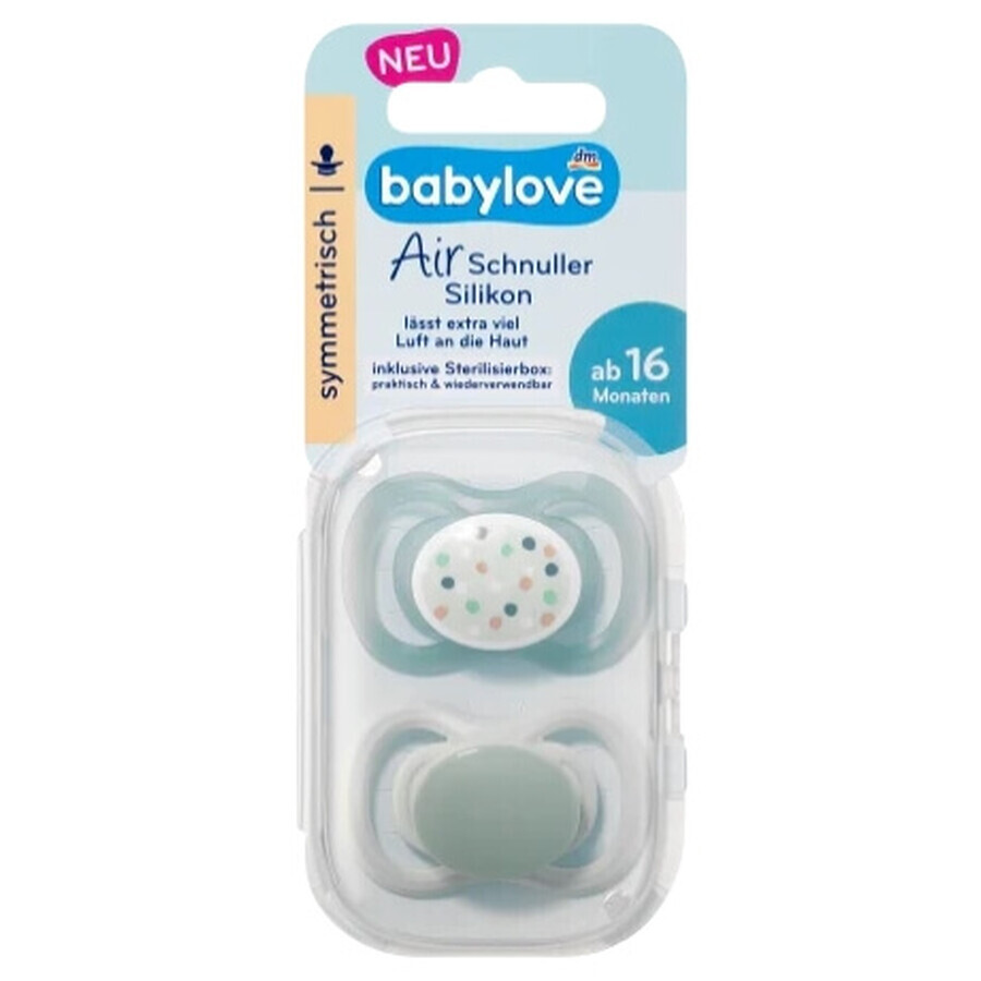 Babylove, Air symmetric silicone teat, green, size 3, from 16 months, 2 pcs.