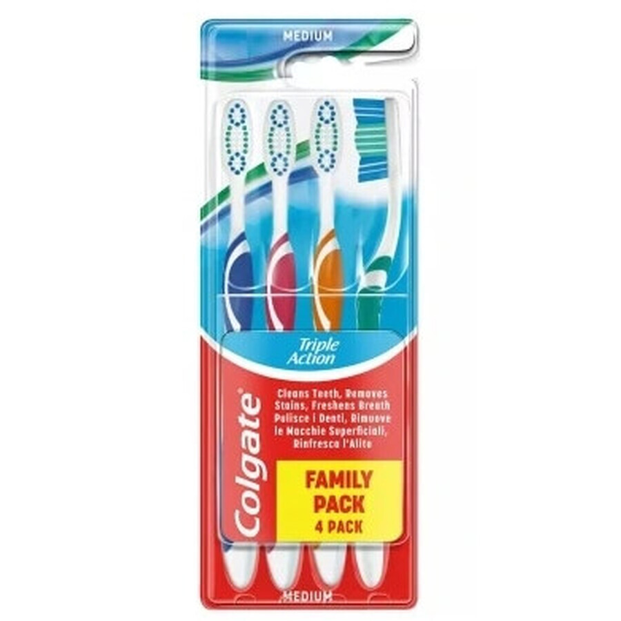 Brosse à dents Colgate Triple Action, moyenne, 4 pièces
