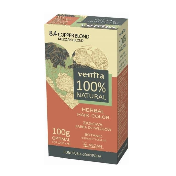 Venita Herbal Hair Color Herbal Hair Dye 8.4 Copper Blonde, 100g