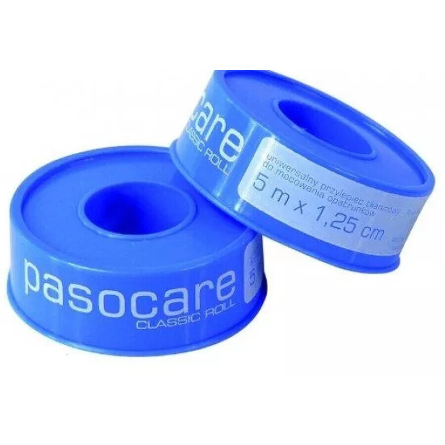 Pasocare Bandage, Stoffrolle, 5m x 1,25cm, klassische Rolle, 1 Stück - Lange Haltbarkeit!
