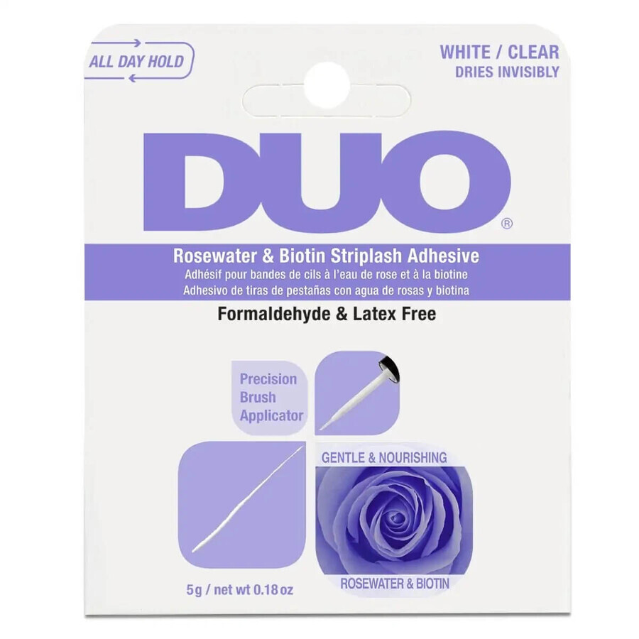 Ardell Duo Rosewater amp; Biotin Striplash Clear Colla adesiva per ciglia trasparente, 5g