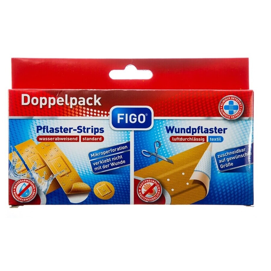 Shop Figo, Pflaster für Schnittwunden + 20 Pflaster mit Streifen, 1 Packung Figo, Pflaster für Schnittwunden + 20 Pflaster mit Streifen, 1 Packung