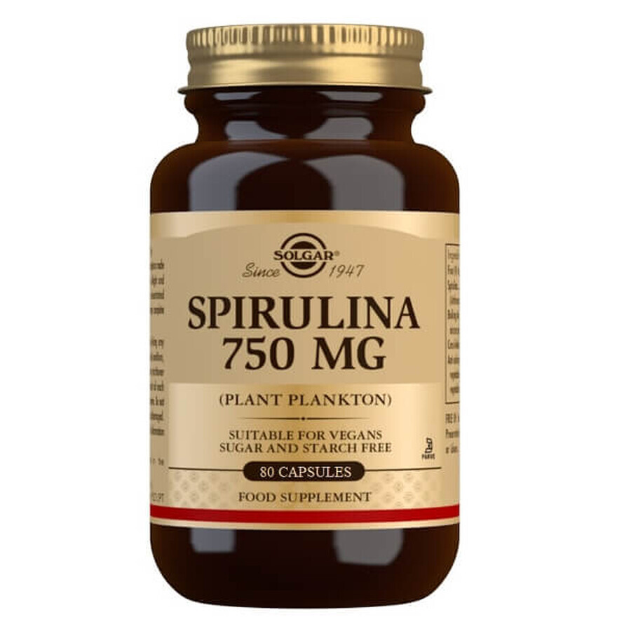 Solgar, Spirulina 750mg, 80 capsules
