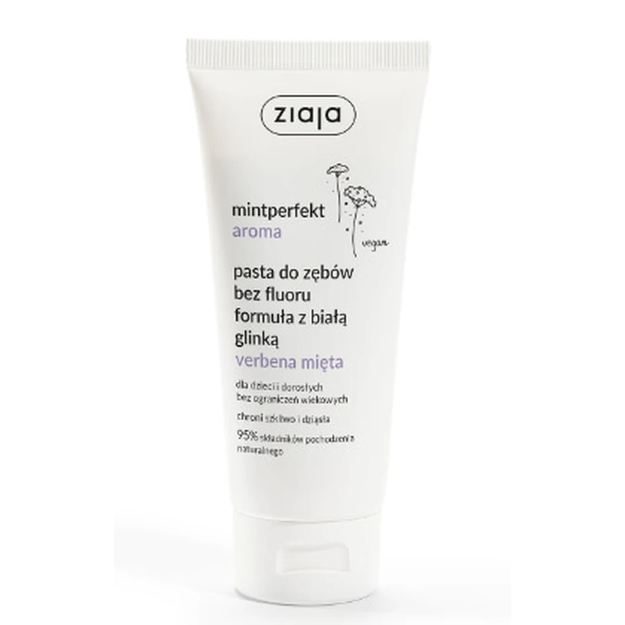 Ziaja, Mintperfect Flavour Fluoridfreie Zahnpasta mit Verbena Mita Tonerde, 100 ml - Haltbarkeitsdauer verlängert!