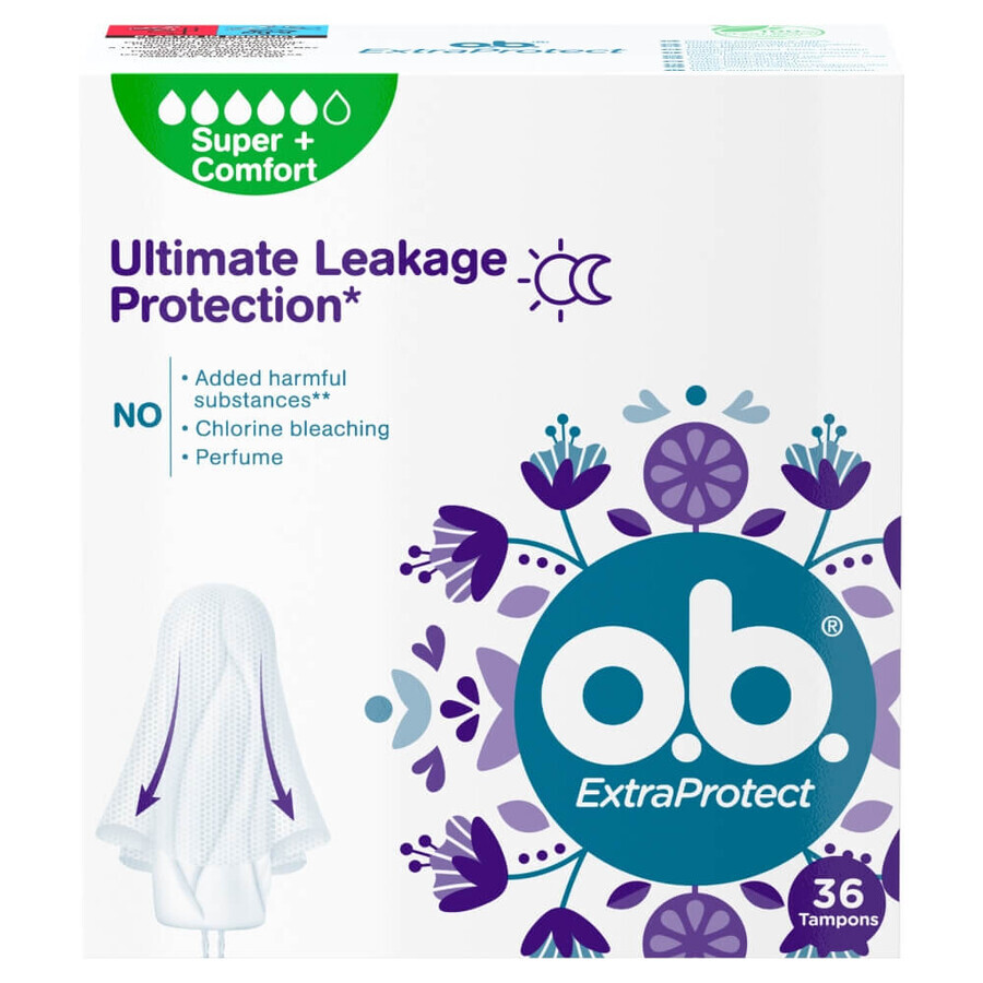 O.B. ExtraProtect Super+ Comfort Tampoane, 36 unități